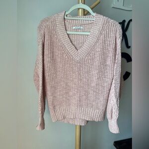 American Eagle Light Pink V Neck Cotton Sweater Size XS